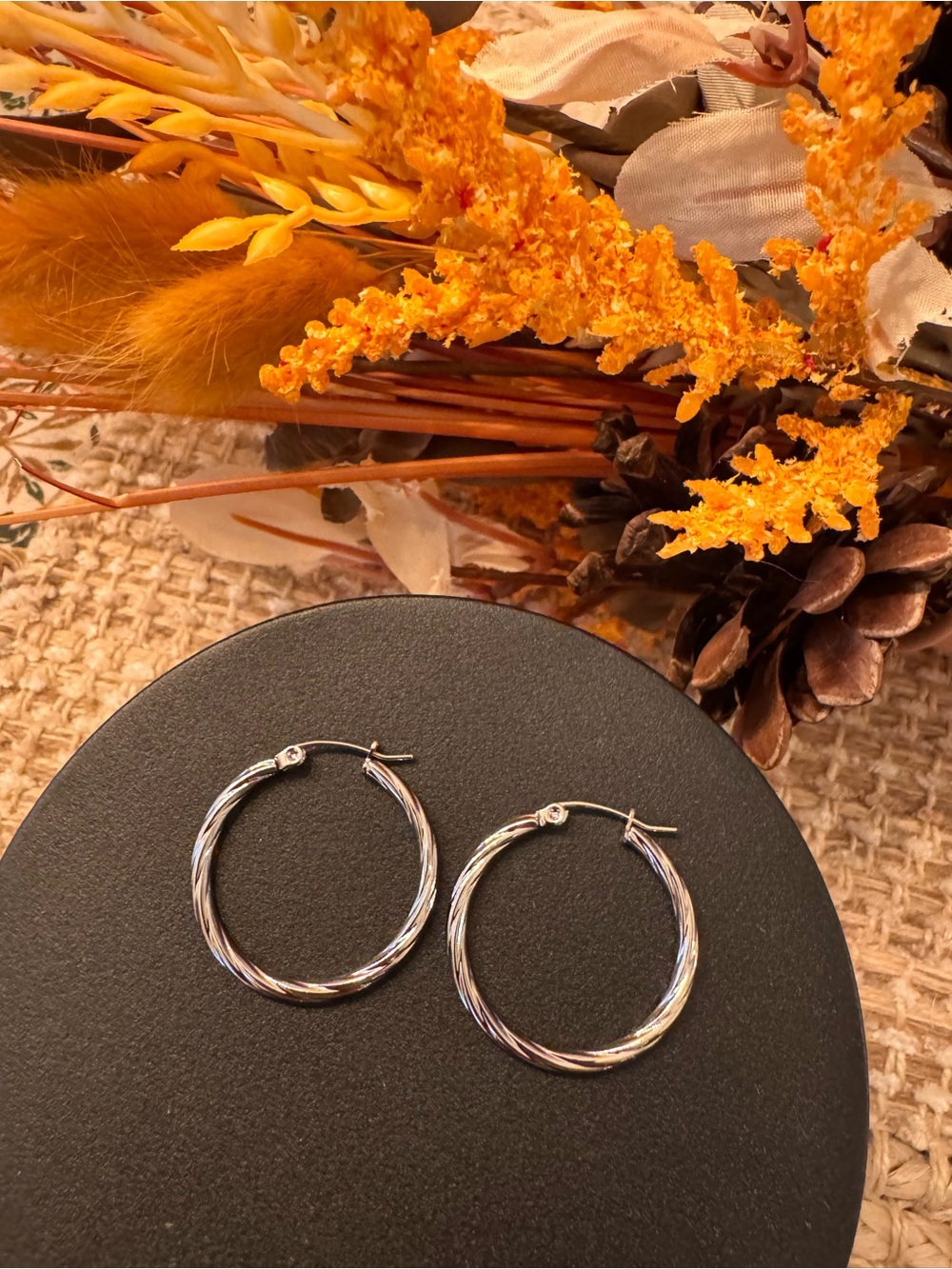 Silver Twisted Hoop Earrings